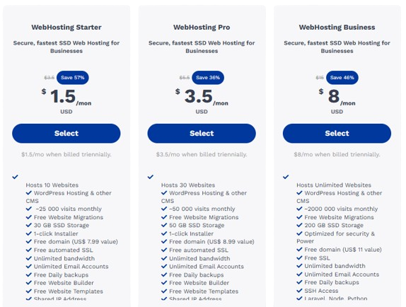 truehosts price plan
