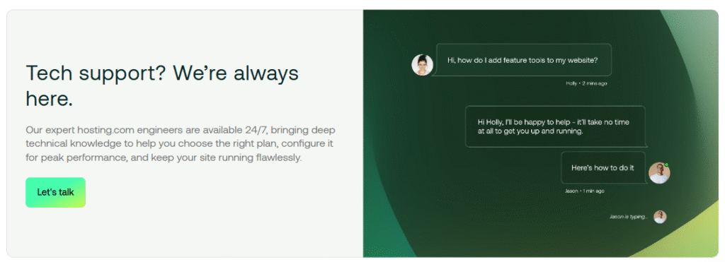 hosting.com's live chat